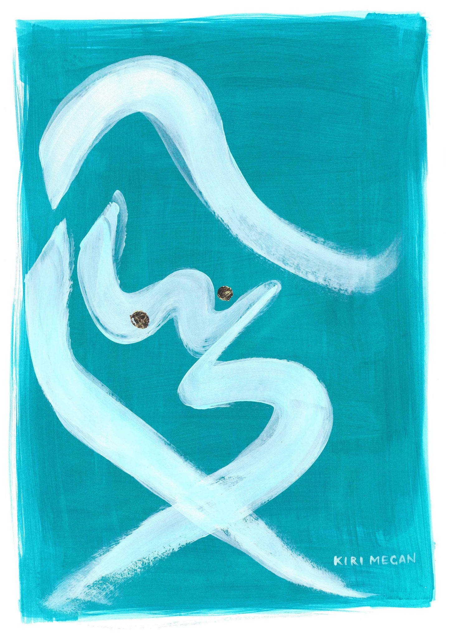 Blue Wash Dancer IV - Symbolic Feminine Abstract Artwork (A3)