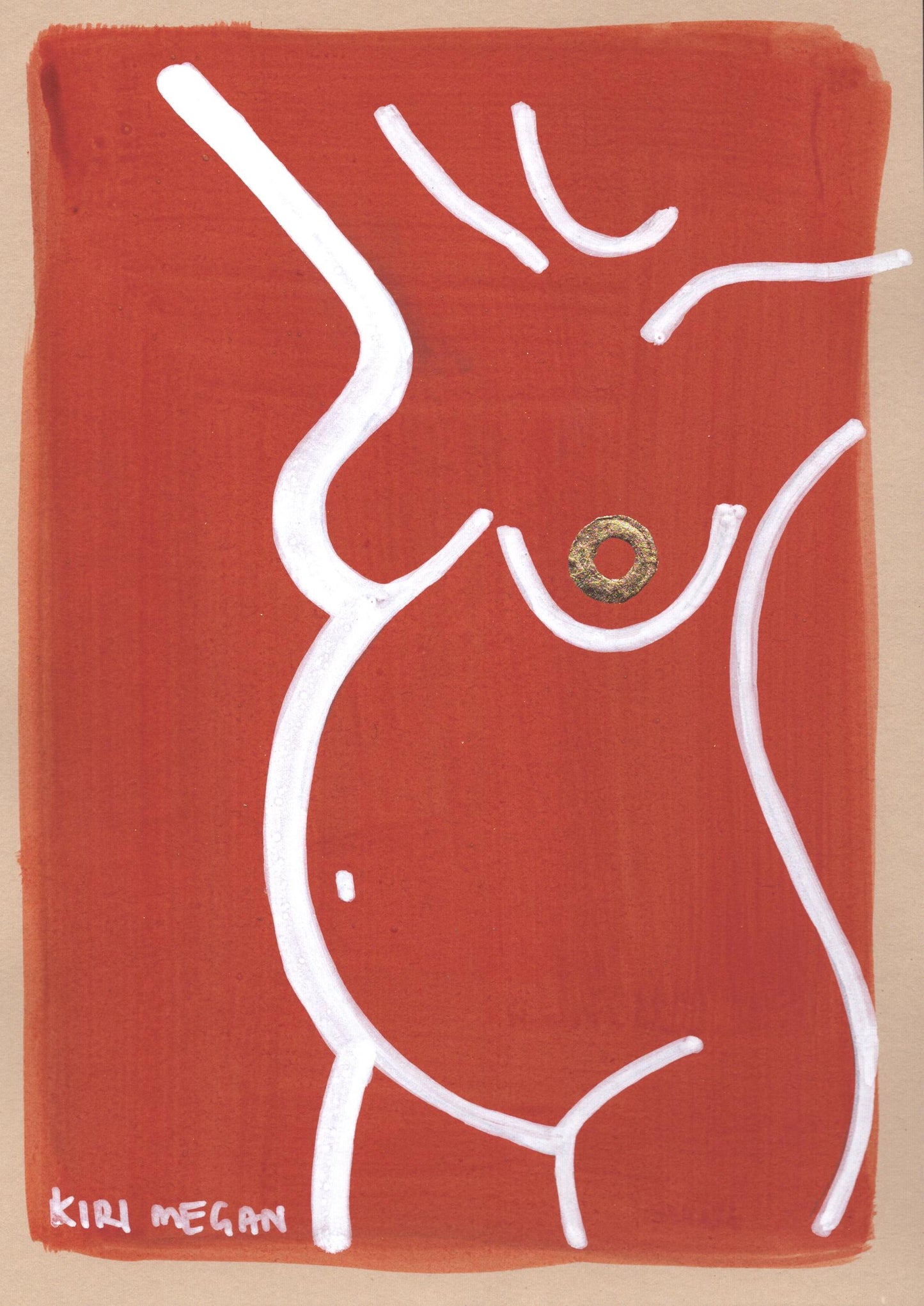 Burn III  – Gold Detail Abstract Figurative Drawing (A5)