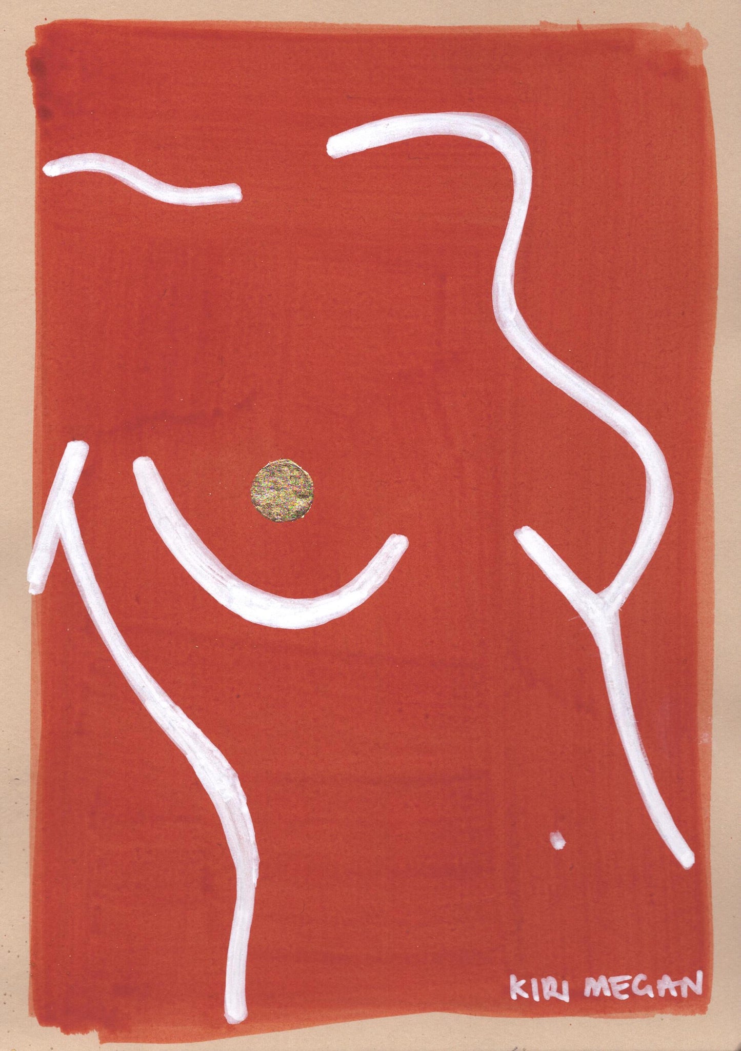 Burn IV  – Contemporary Line Drawing with Gold Leaf (A5)