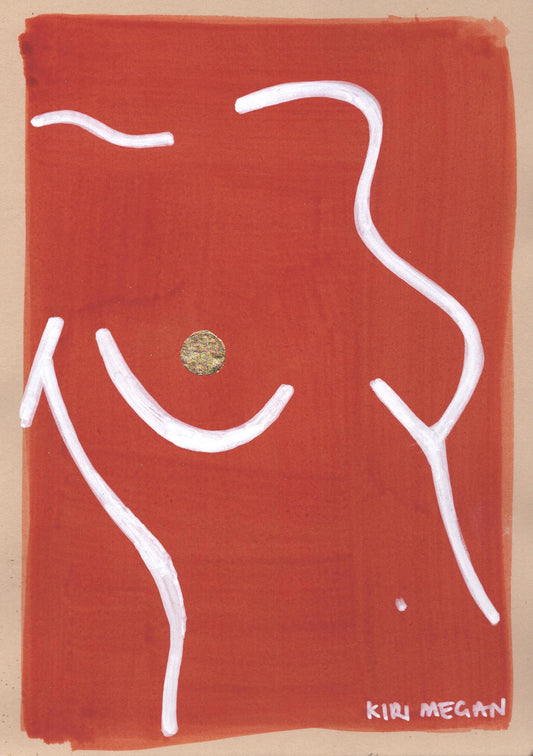 Burn IV  – Contemporary Line Drawing with Gold Leaf (A5)