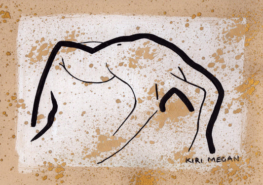 Charcoal Ash I – Reclining Figure in Black Ink (A5)