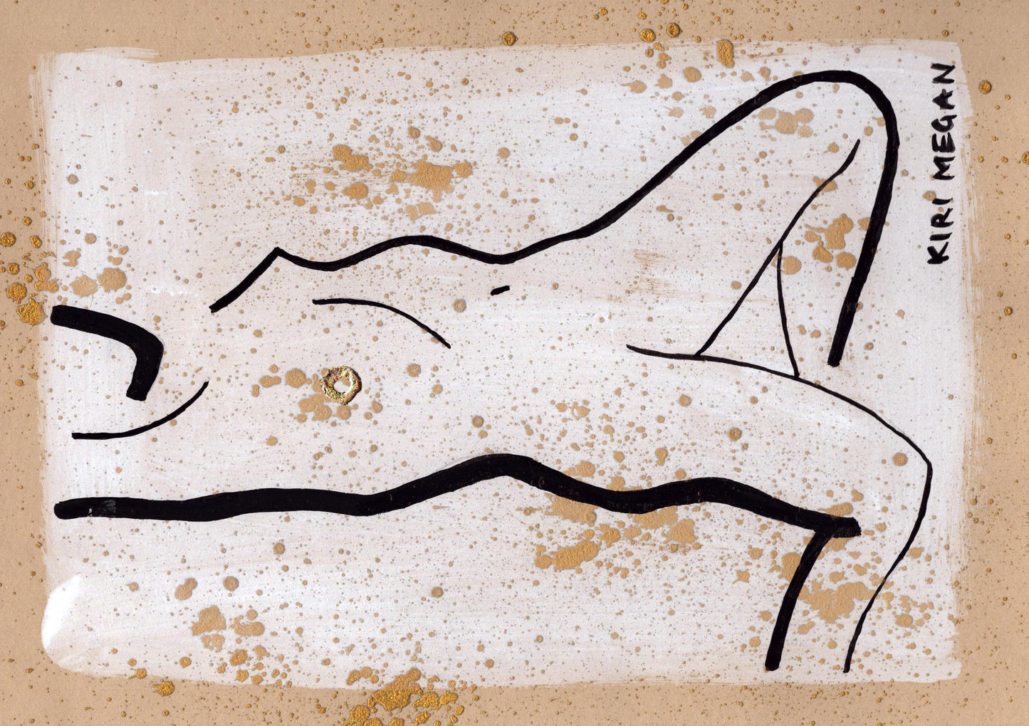 Charcoal Ash II – Ink and Gold Mixed-Media Artwork (A5)