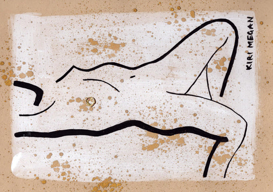 Charcoal Ash II – Ink and Gold Mixed-Media Artwork (A5)