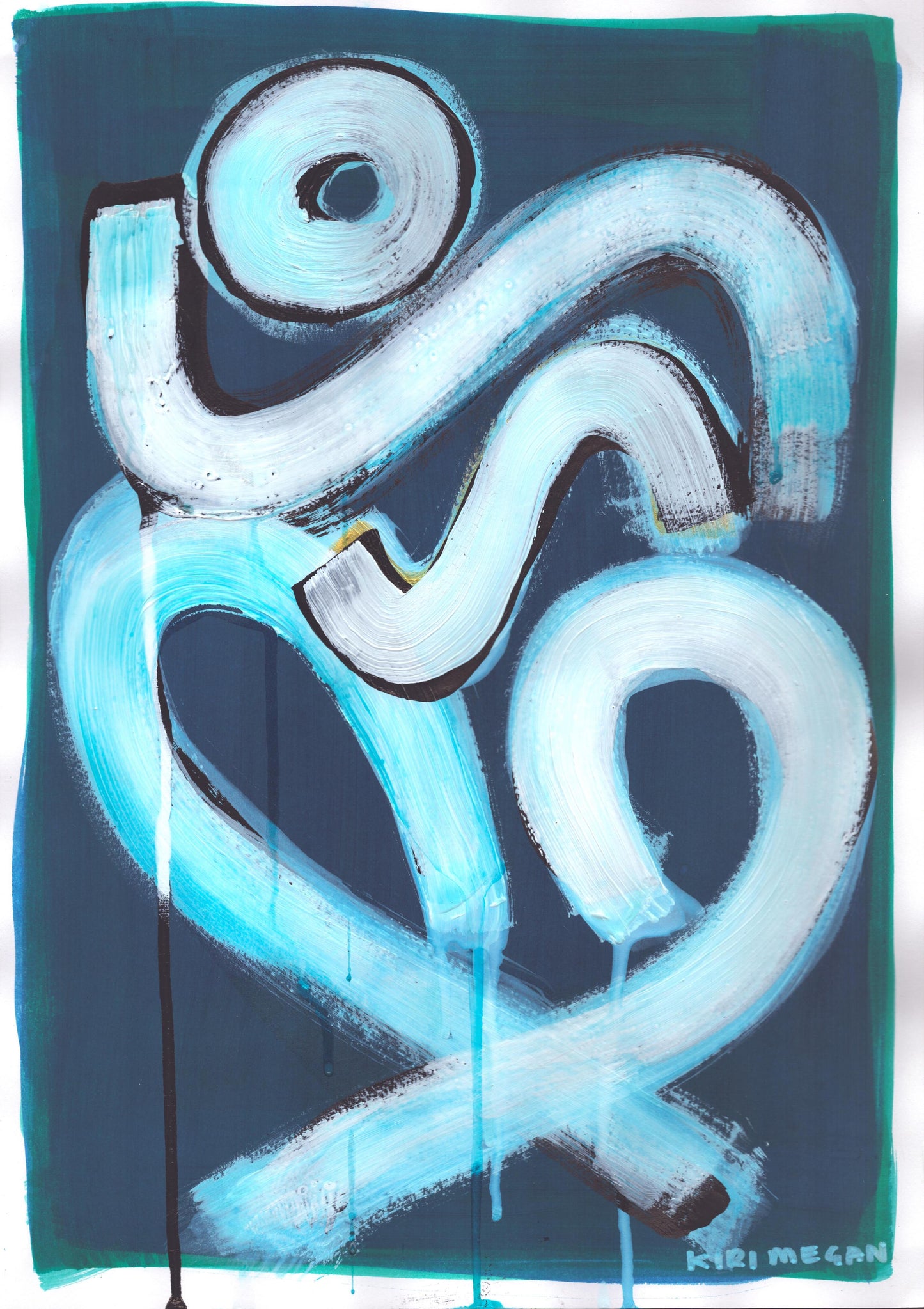 Deep Blue I - Graffiti-Inspired Figurative Painting (A3)