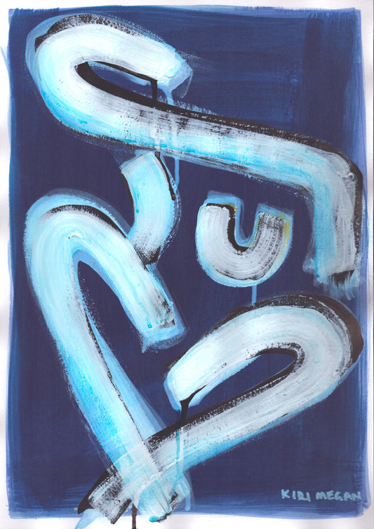 Deep Blue IV - Figurative Street-Art Inspired Painting (A3)
