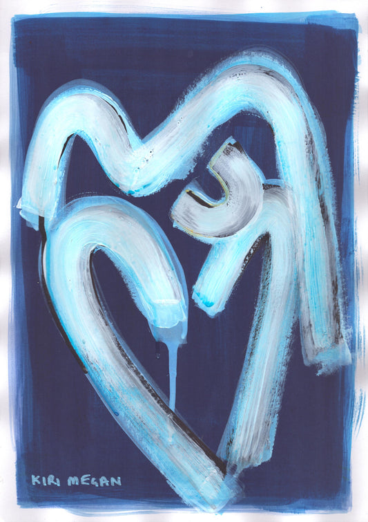 Deep Blue IX - Contemporary Blue Figurative Painting (A3)