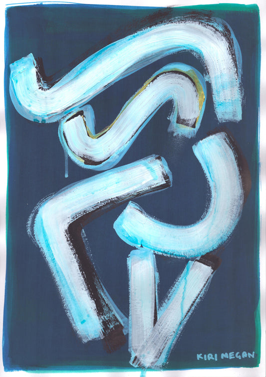 Deep Blue V - Layered Abstract Figurative Composition (A3)