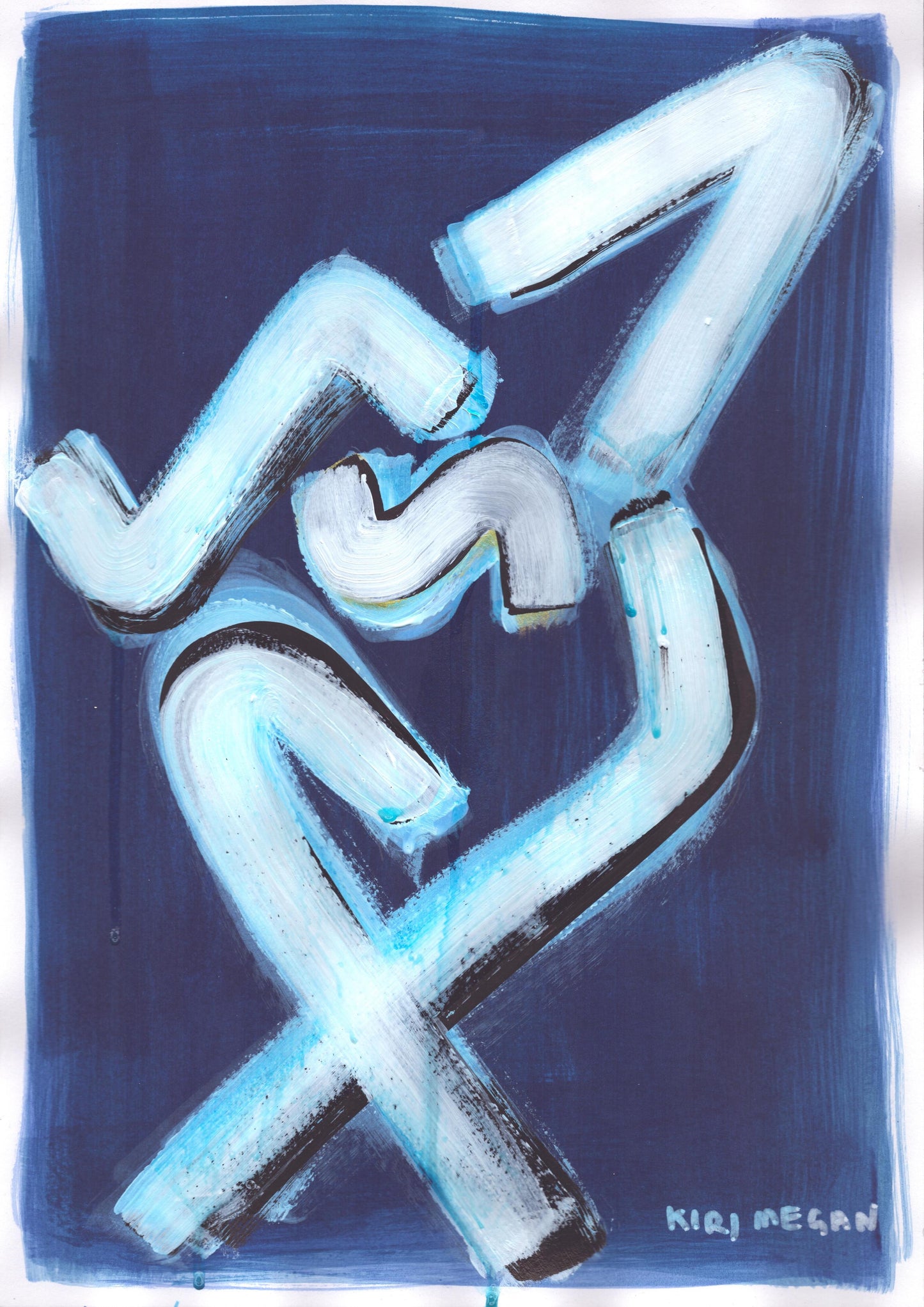 Deep Blue VI - Expressive Abstract Blue Painting (A3)