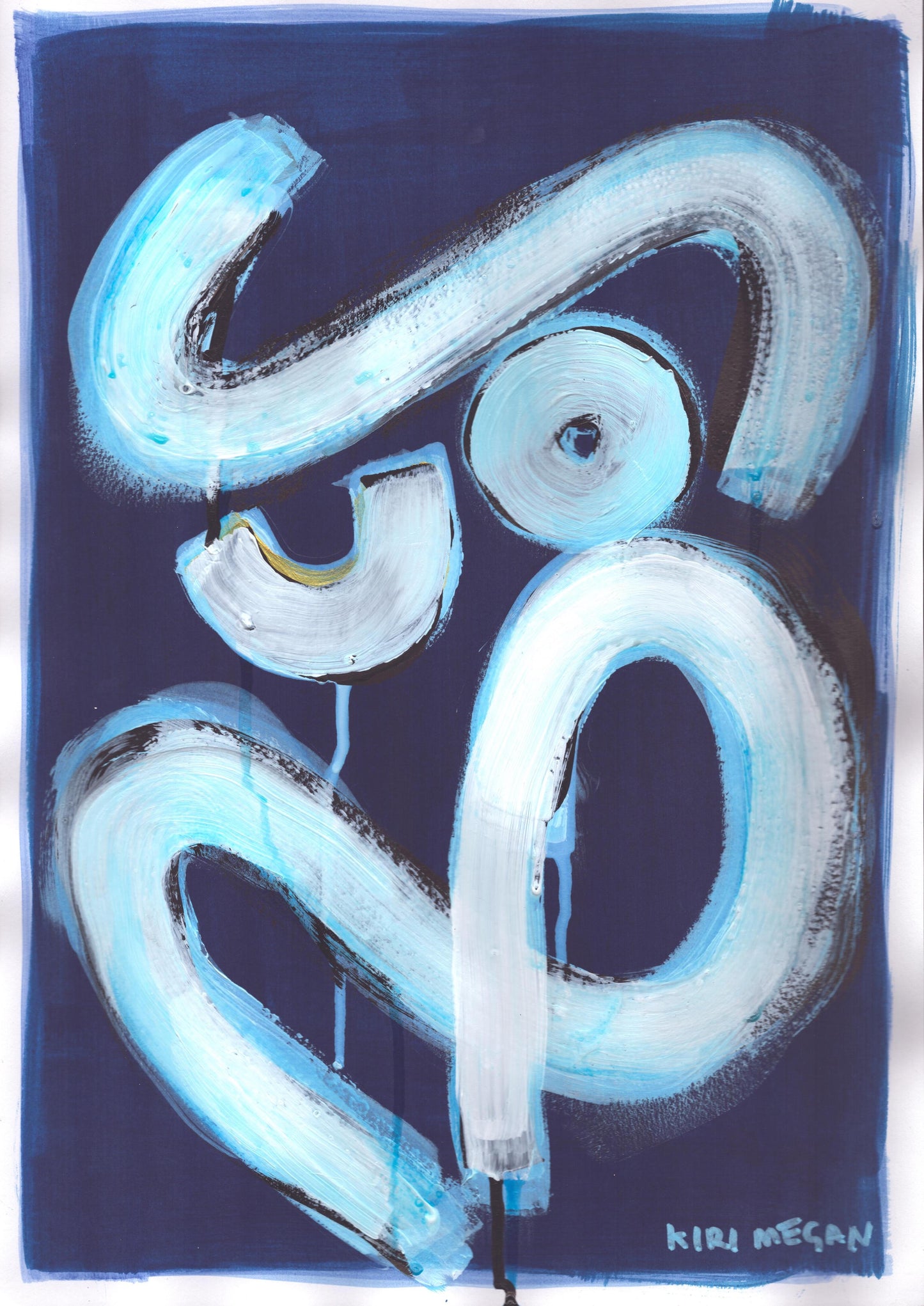 Deep Blue VII - Indigo Blue Figurative Expressionism (A3)