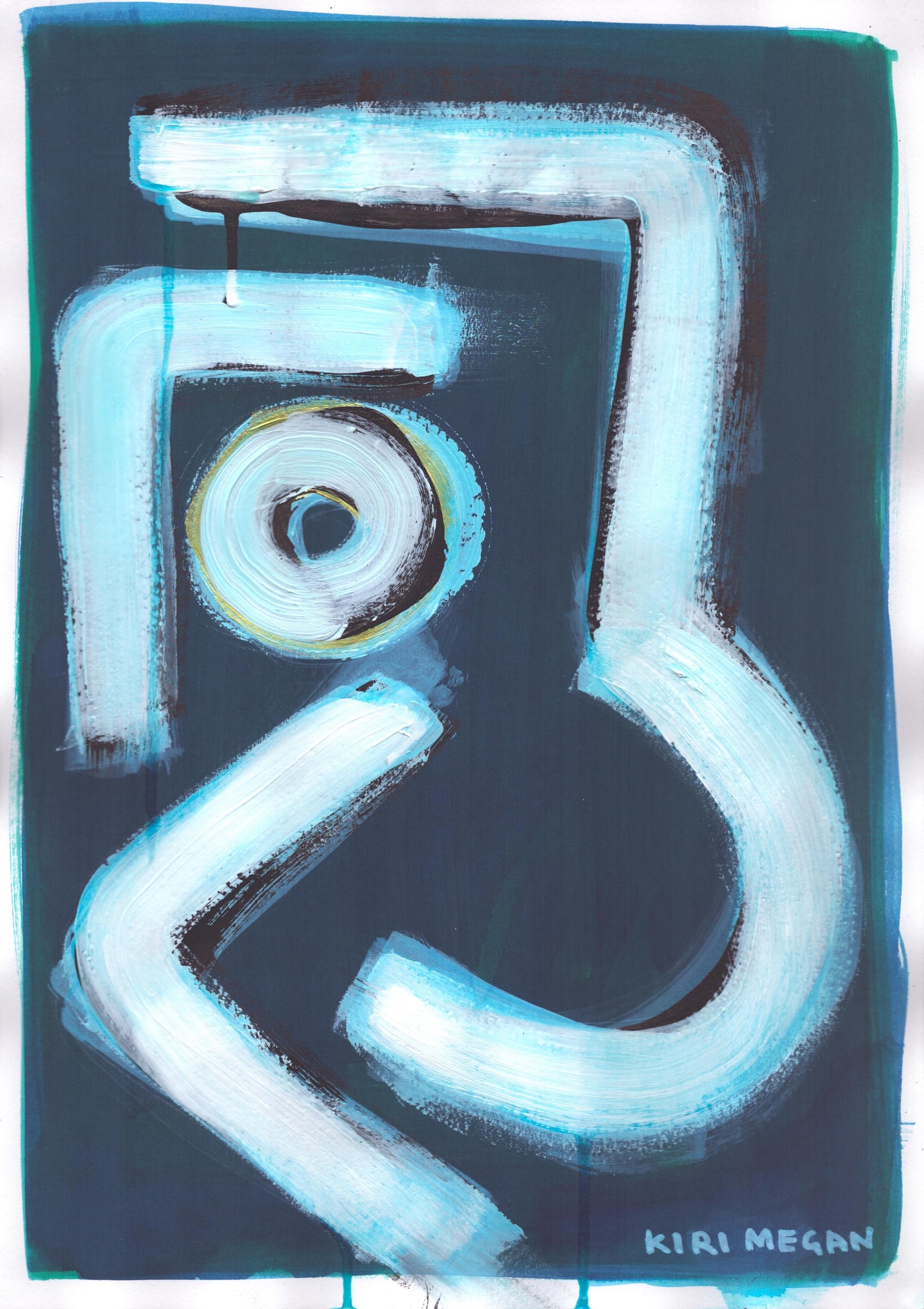 Deep Blue VIII - Graffiti Figurative Mixed-Media Artwork (A3)