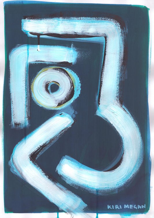 Deep Blue VIII - Graffiti Figurative Mixed-Media Artwork (A3)