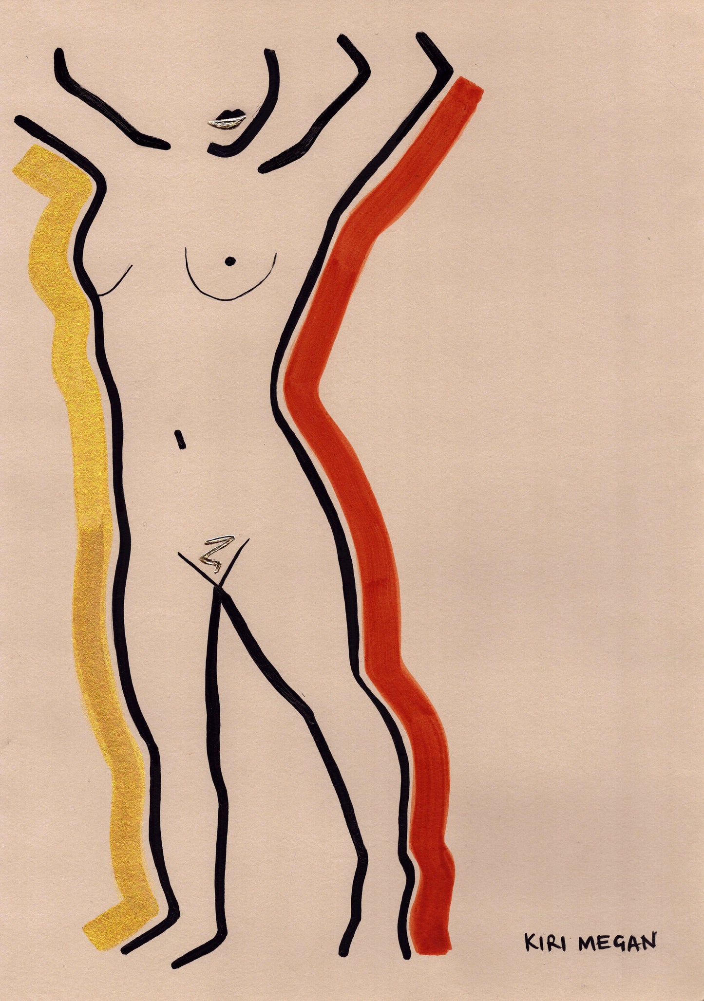 Embers III - Radiance Figure Painting in Mica and Sennelier Ink (A3)