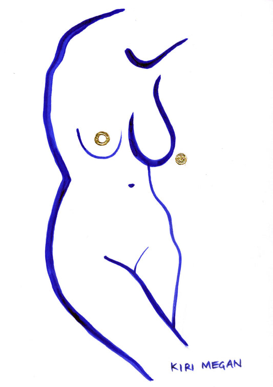 Heat V - Abstract Line Art Blue Ink (A5)