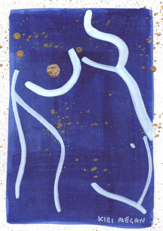 Marine I  – Ultramarine Ink Figurative Painting (A5)