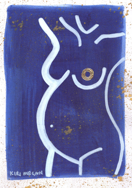 Marine III  –  Modern Abstract Life Drawing in Blue (A5)
