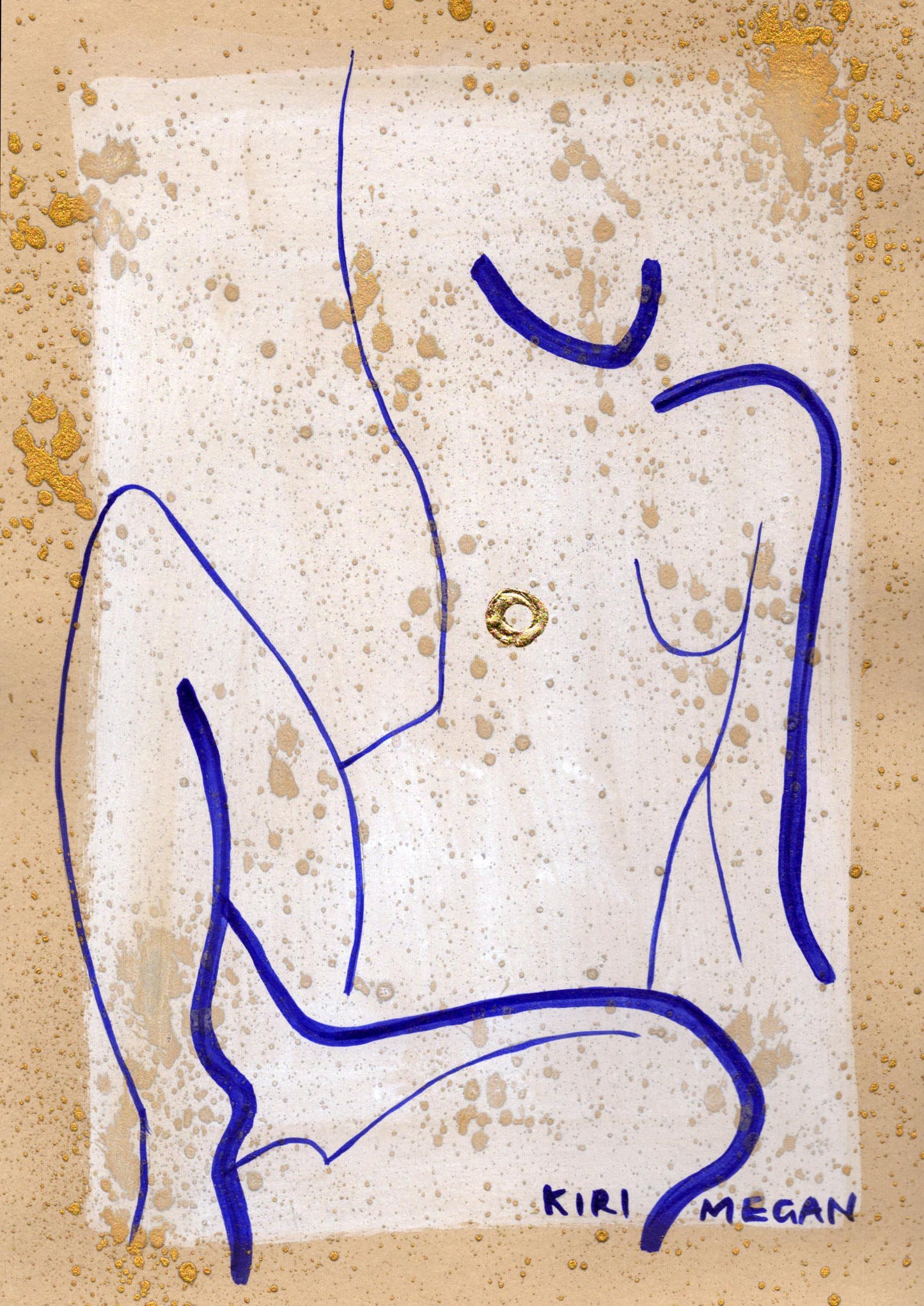 Powder VII – Ink and Gold Modern Figurative Artwork (A5)