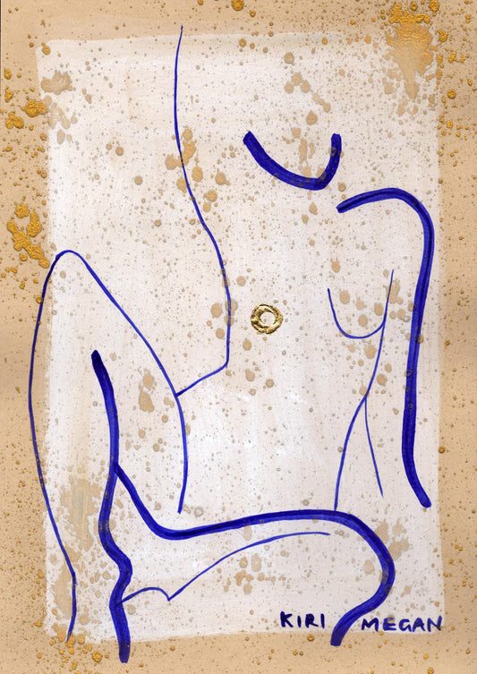 Powder VII – Ink and Gold Modern Figurative Artwork (A5)