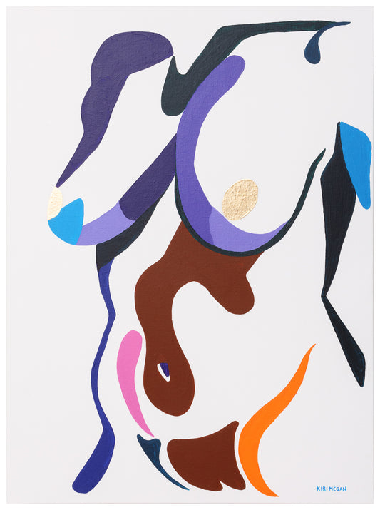 Puddle - Graphic Line Acrylic Painting on Linen Canvas (81 x 60cm)