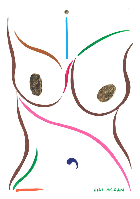 Beacon – Abstract Figurative Artwork with Geometric Gold Leaf (A3)