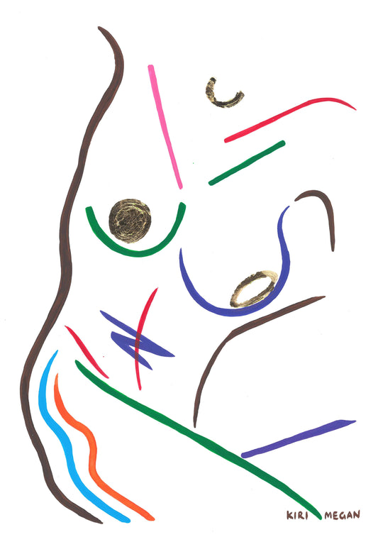 Flood – Abstract Figurative Artwork in Acrylic and Gold (A3)