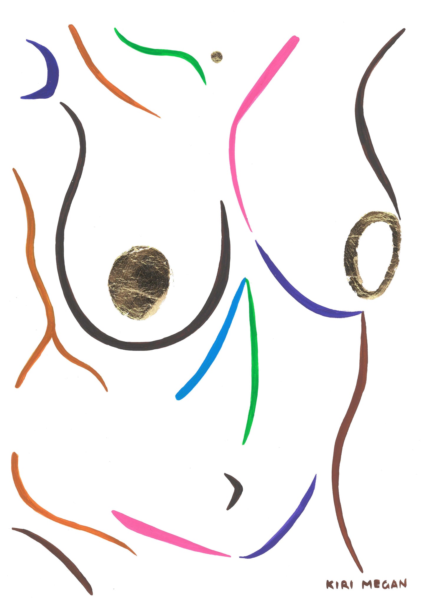 Hunter – Figurative Abstract Painting with Geometric Boomerang Motif (A3)