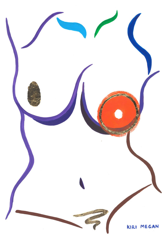 Saturn – Figurative Acrylic Painting with Gold Leaf Motifs (A3)