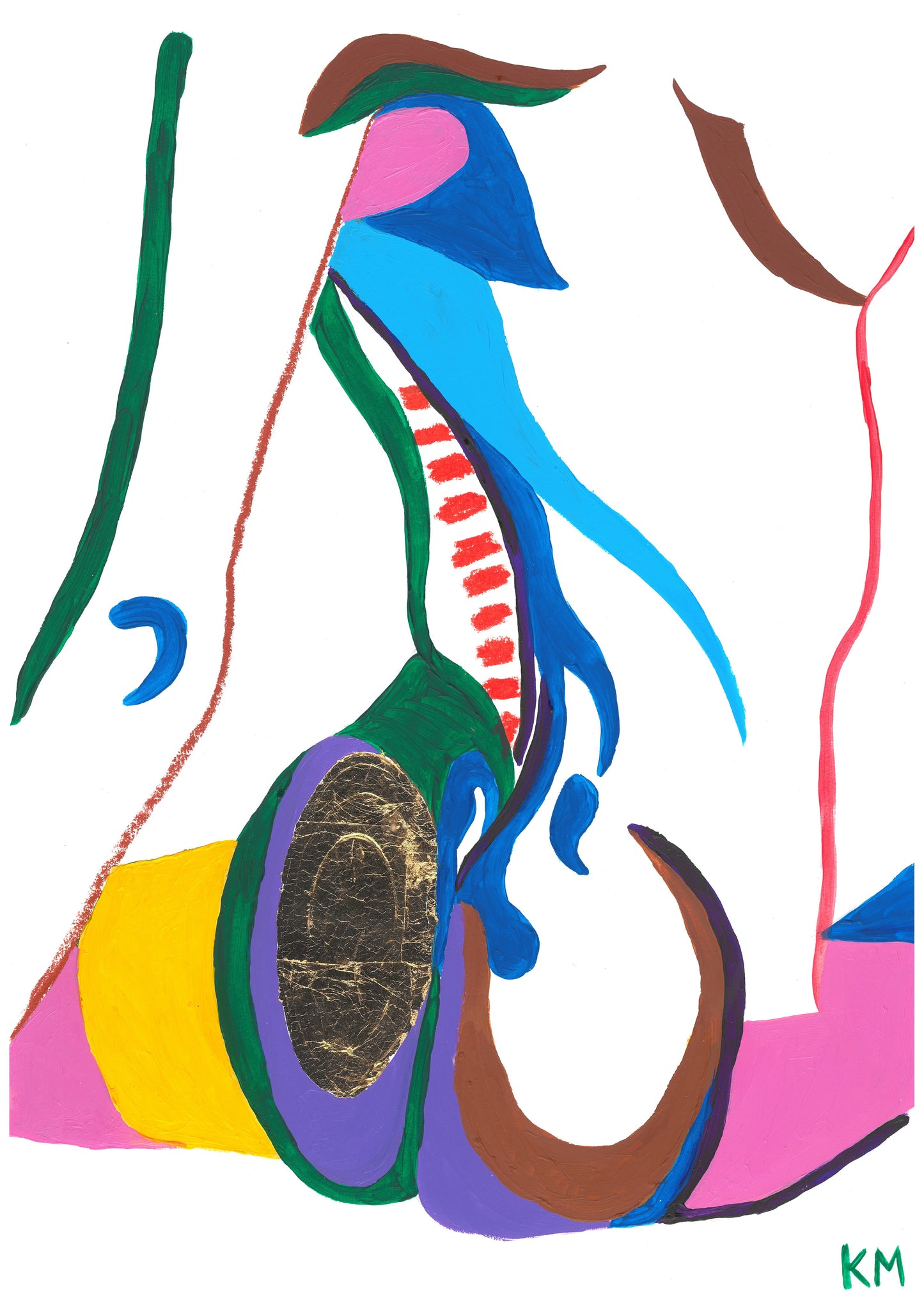 Twist - Abstract Painting in Acrylic and Oil Pastel (A3)